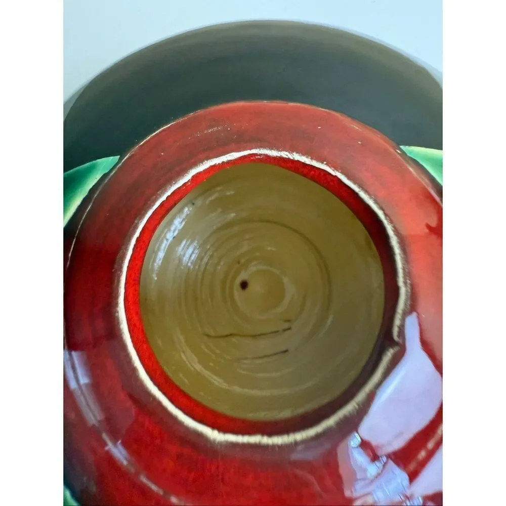 “Handmade Ceramic Vase, Abstract Glaze Design, Signed KLER